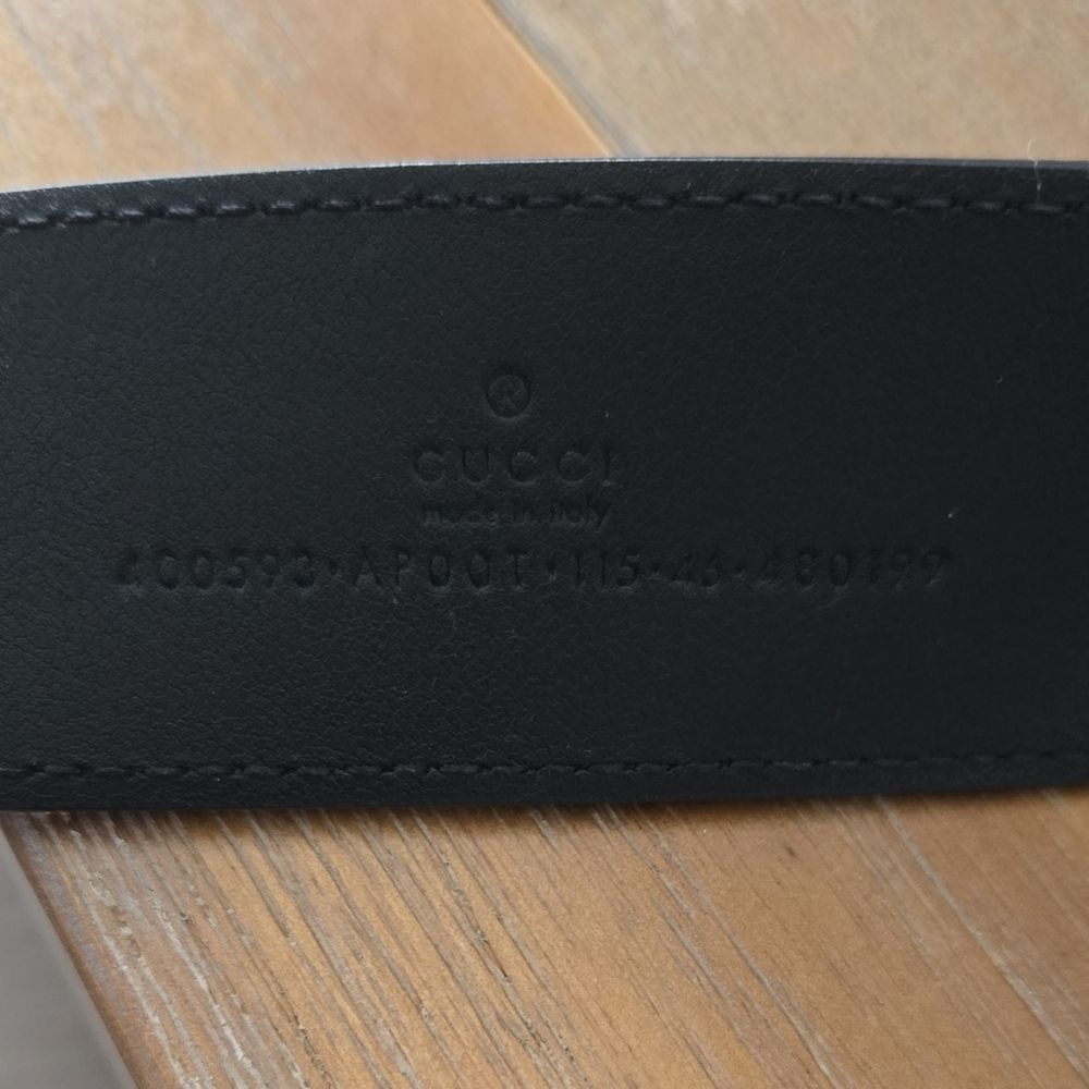 AUTHENTIC Gucci Black Belt with Gold GG Buckle 115/46 - Picture 2 of 2